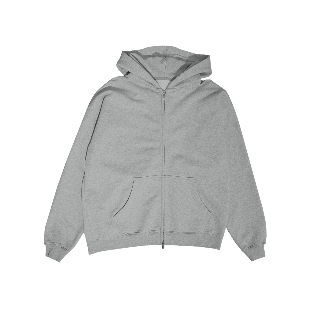 ME46 HEAVY ZIPPED HOODIE - GREY MELANGED