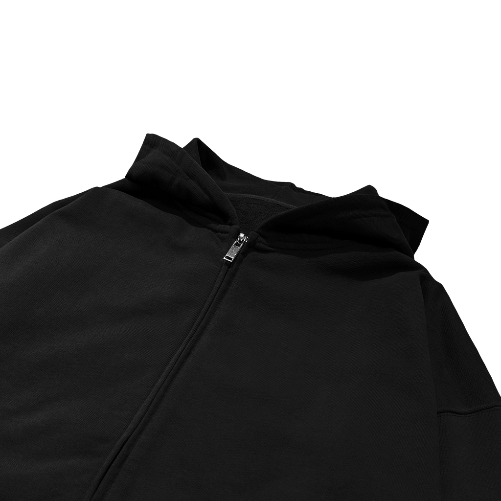ME46 HEAVY ZIPPED HOODIE - BLACK