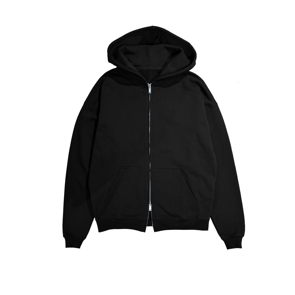 ME46 HEAVY ZIPPED HOODIE - BLACK