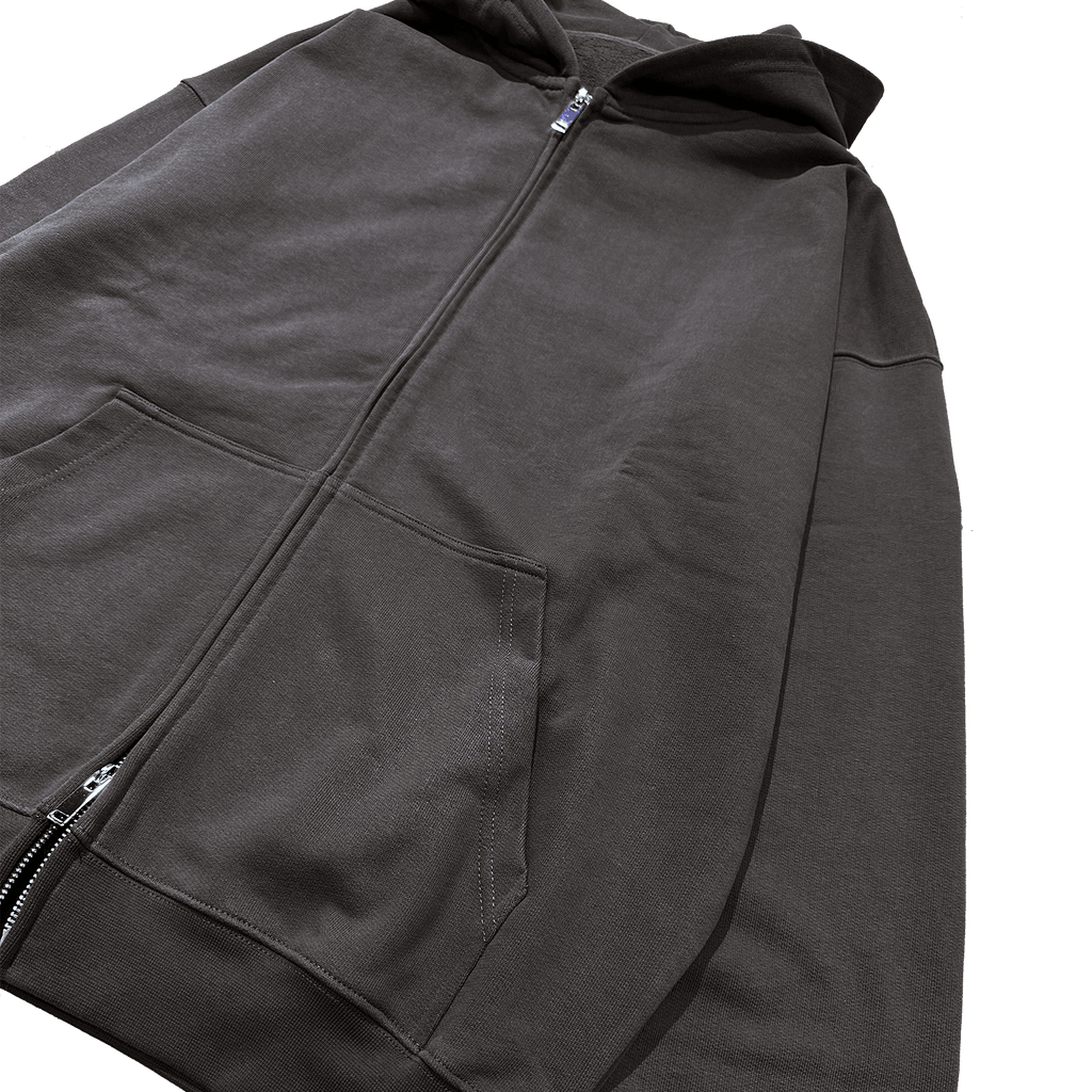 ME46 HEAVY ZIPPED HOODIE - CHOCOLATE