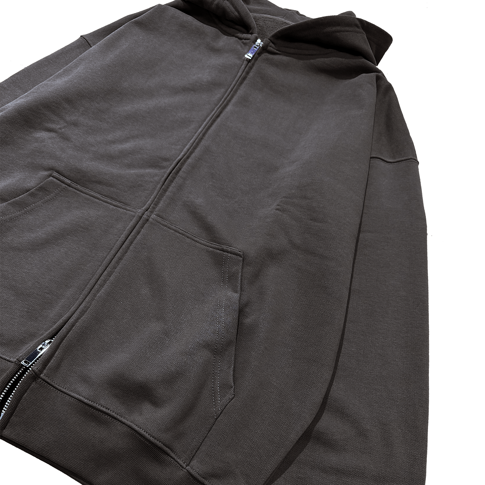 ME46 HEAVY ZIPPED HOODIE - CHOCOLATE