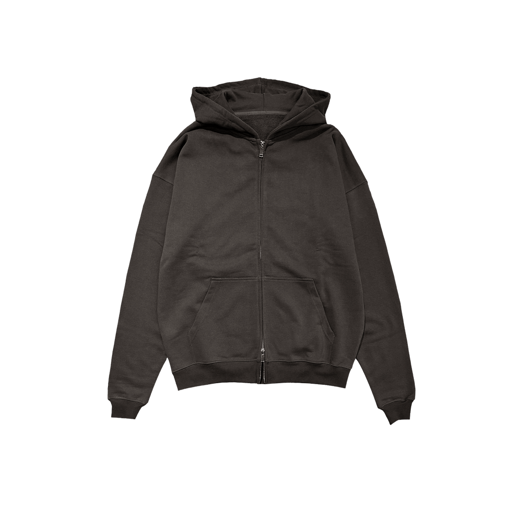 ME46 HEAVY ZIPPED HOODIE - CHOCOLATE