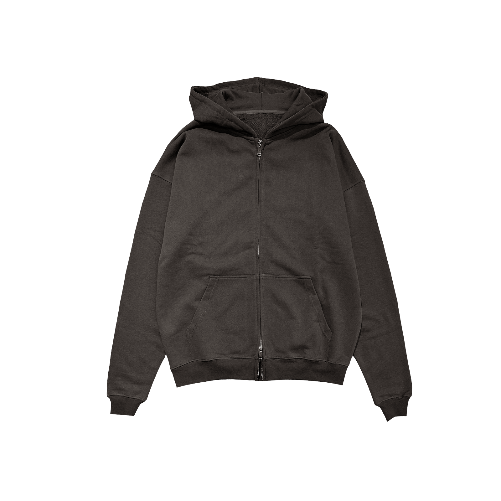 ME46 HEAVY ZIPPED HOODIE - CHOCOLATE