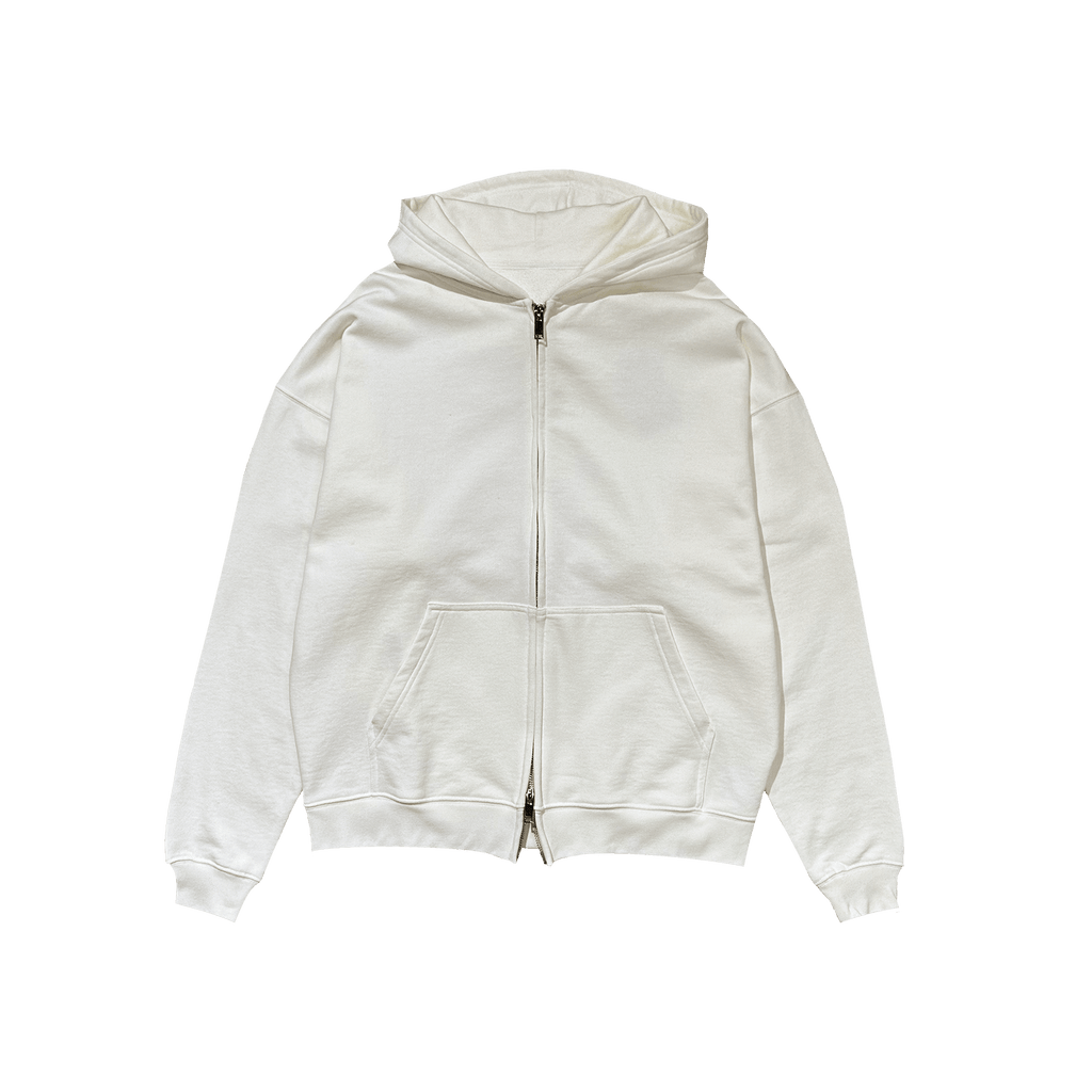 ME46 HEAVY ZIPPED HOODIE - ECRU