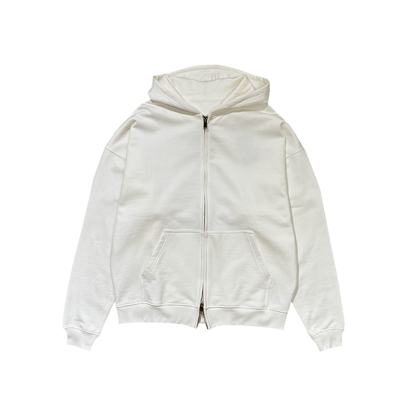ME46 HEAVY ZIPPED HOODIE - ECRU
