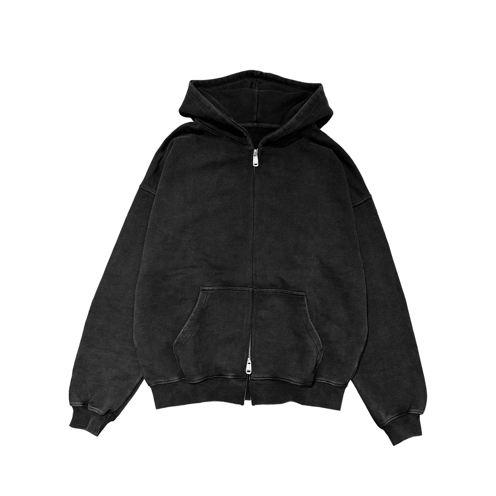ME46 HEAVY ZIPPED HOODIE - VINTAGE BLACK