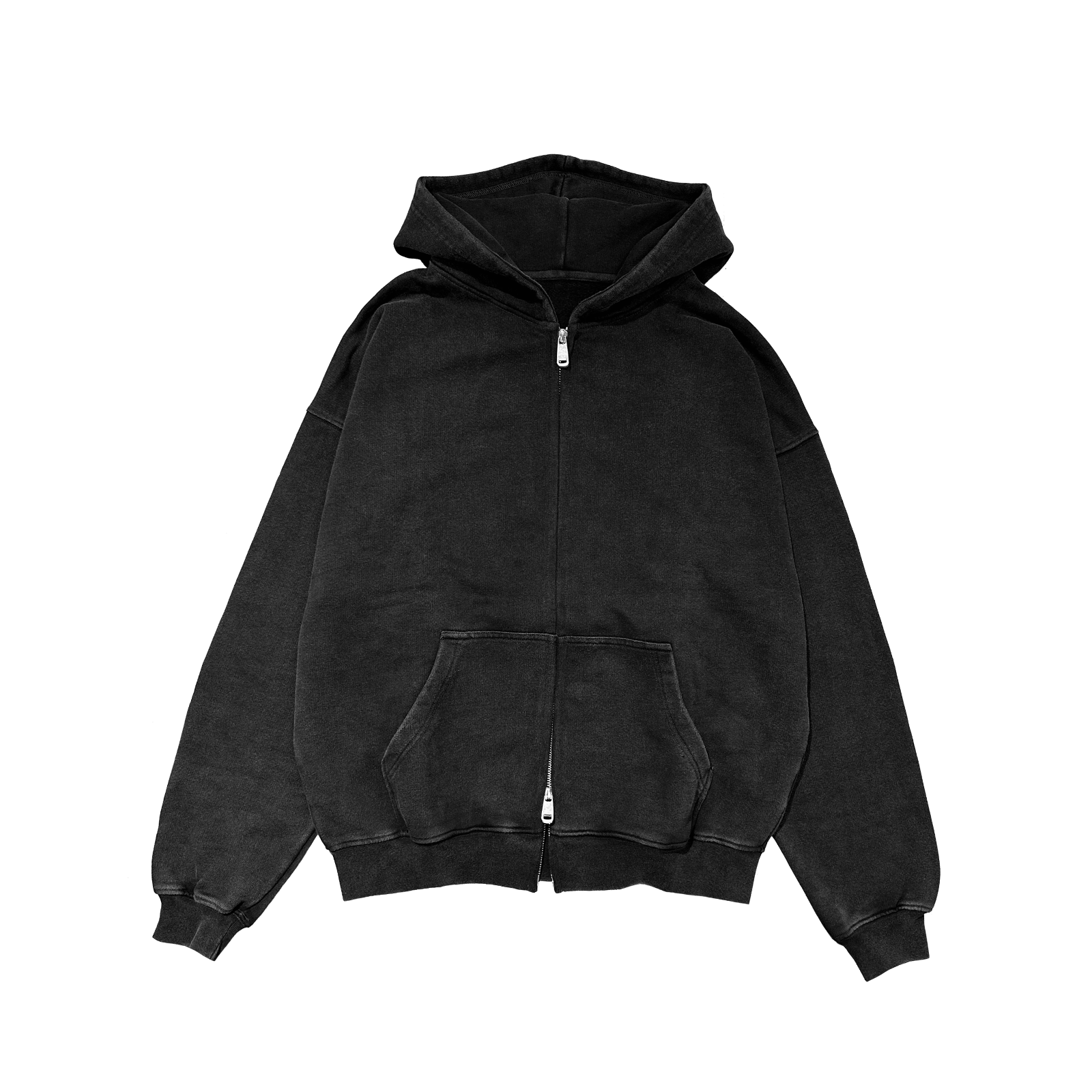 ME46 HEAVY ZIPPED HOODIE - VINTAGE BLACK
