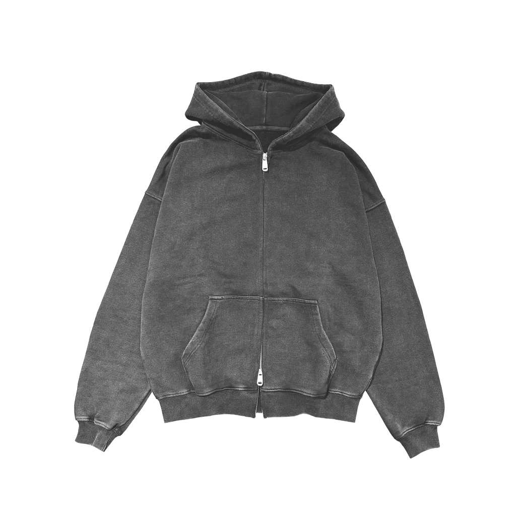 ME46 HEAVY ZIPPED HOODIE - VINTAGE GRAY